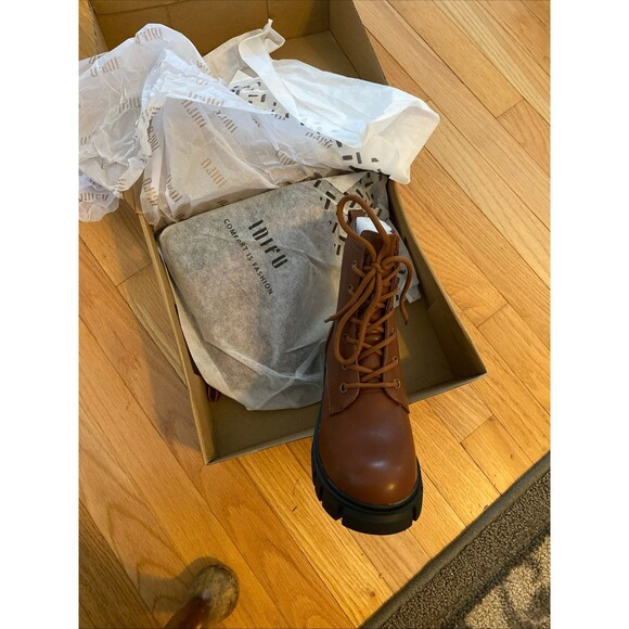 IDIFU Brown Chunky Combat Boots Women’s 7 Lace-Up Ankle Winter Boots NIB Workwea - Picture 2 of 12